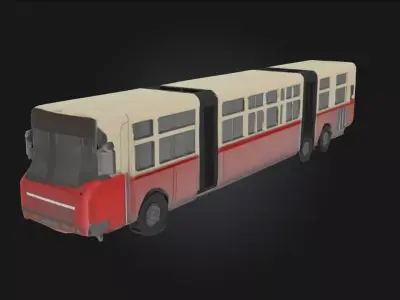 Articulated Red Bus Model  Urban Transit Vehicle  3D model