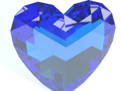 Heart shaped gemstone v3  3D model