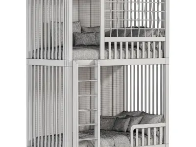 Designer two-level bed Kids room 02 3D model