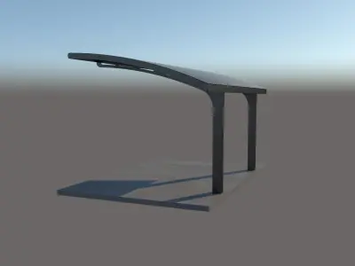 Modern One Wing Carport 3D model 3D model
