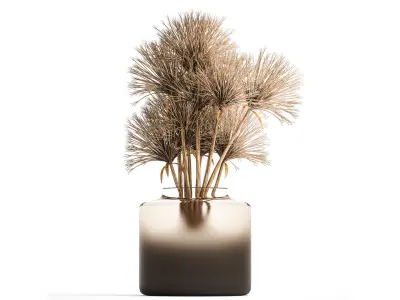 Small bouquet of dried flowers in a vase with hogweed 324 3D model