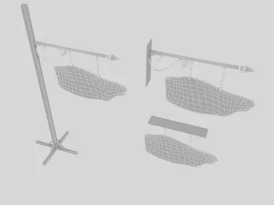 3D old wooden bar sign 02 model Low-poly 3D model