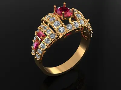 Women Ring 76 simple oval cut diamond ring for women 3D print model