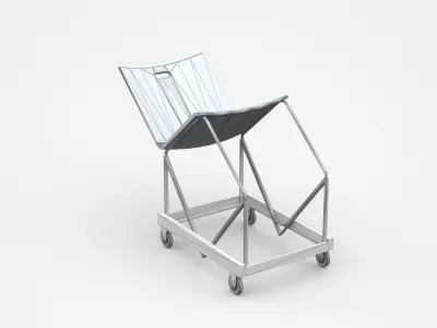 Industrial Inclined Chair On Wheels 3D model