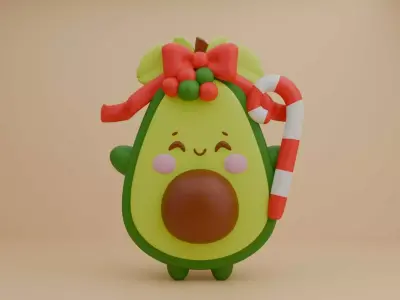 Christmas avocado 06 3D print model