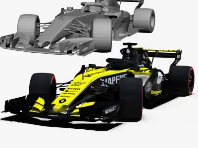 Renault Sport F1 RS18 car Low-poly 3D model