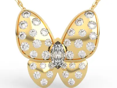 Stunning Marquise Diamond Butterfly Pendant 3D print model