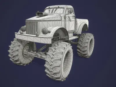 Cartoon Monster Truck Low-poly 3D model