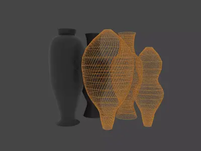 decor 1 set of orange vases 3D model