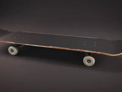 Skateboard Black Low-poly 3D model