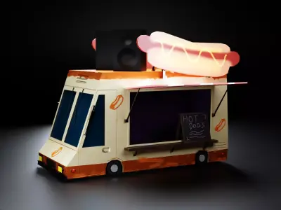 Food Truck Game Ready Low Poly Props Low-poly 3D model