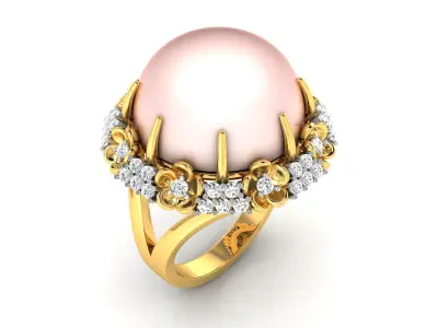 Solitaire Women Engagement Wedding Opal Stone  Ring 3D print model