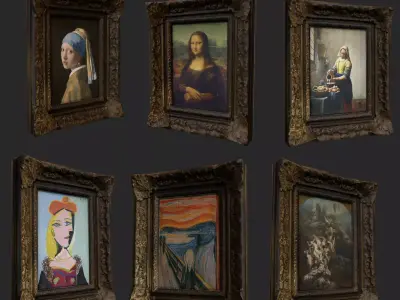 6 Old Oil Table Low-poly 3D model