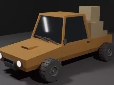 Truck Lowpoly with boxes Low-poly 3D model