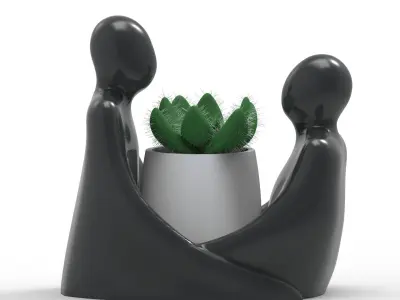 Hug Planter 2 - loving couple embracing 3D print model