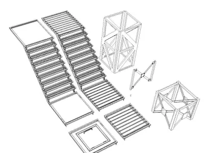 Modular steel construction Low-poly 3D model