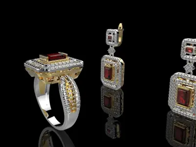 RINGS EARRINGS N1650 3D print model