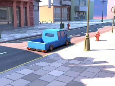 Cartoon Track Blue Free low-poly 3D model