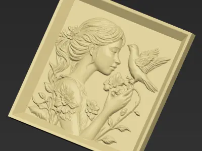 Little Girl and A Pigeon A42 3D print model