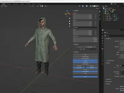 Man - Autumn Outfit 3 - Modular - Rigged Low-poly 3D model