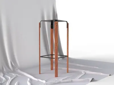 Scandinavian Design Four legged Bar Stool 3D model