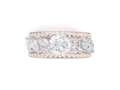 Stackable Marquise and Pave Diamond Engagement Pointer Band 3D print model