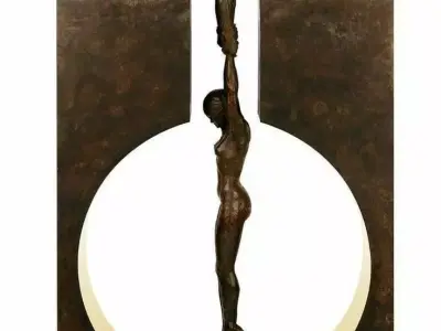 Bronze Sculpture Abstract Human Figures Balance 3D Low-poly 3D model