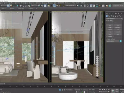 Modern Luxury Bedroom Interior Full Villa Suite Scene 3D model