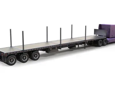 Peterbilt 579 flatbed trailer Low-poly 3D model