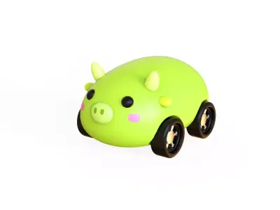 Cartoon Dragon Car Cute  Low-poly 3D model