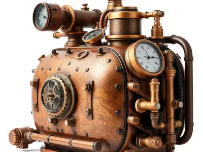 Steampunk Boiler Model Pack with Intricate Details Low-poly 3D model