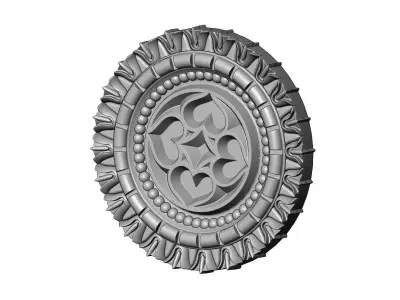 Gothic ornament N01 ceiling medallion rosette relief sculpture 3D print model