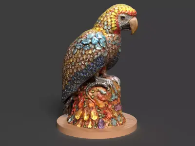 Chinese parrot  Low-poly 3D model