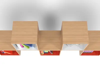 Shelf with books Low-poly 3D model