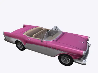 Open Top Convertable Retro Car Low-poly 3D model