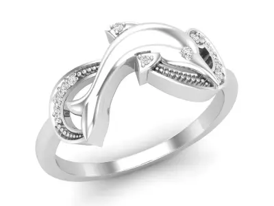 AV 716 Diamond Womens Right Hand Dolphin Ring 3D print model