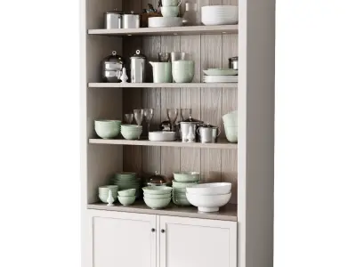 kitchen rack with accessories set 01 3D model