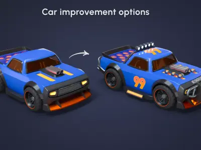 Modular Cyber Racing Cars Low-poly 3D model