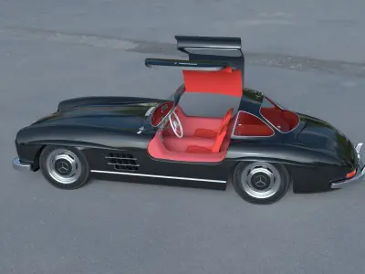 Rigged Mercedes 300SL Gullwing with Interior HDRI 3D model