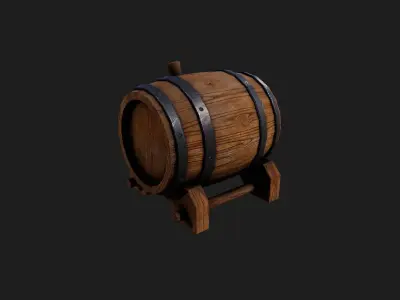 Realistic Wooden Barrel Low-poly 3D model