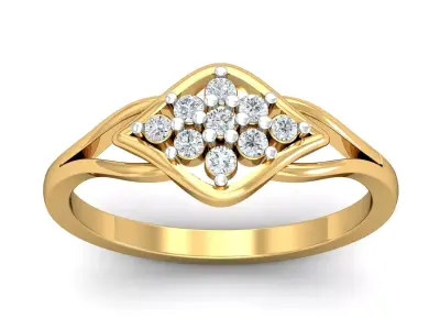 Elegant Gold Diamond Cluster Ring 3D print model