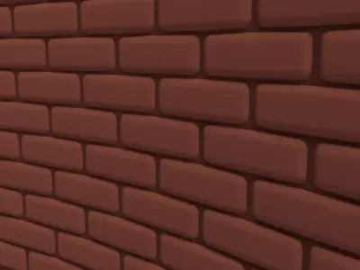 Cartoon Brick wall with Tunnels Low-poly 3D model