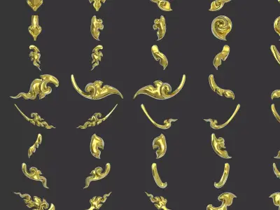 280 Pattern - Lai Thai Decorative 3D Relief Set  for ZBrush-CNC 3D model