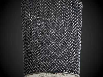 Round Steel Wire Mesh WasteBasket PBR 3D model