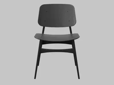 Soborg  Chair Black Ash wood Low-poly 3D model