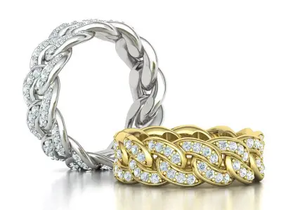 DIAMOND Cuban Link Heavy Chain Ring 9mm Wide 12US Size 3dmodel 3D print model