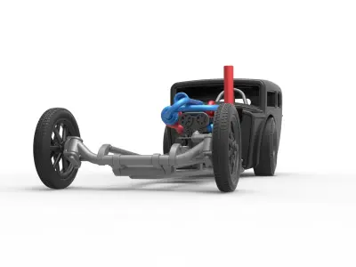 Front engine old school dragster with shell V4 Scale 1 to 25 3D print model