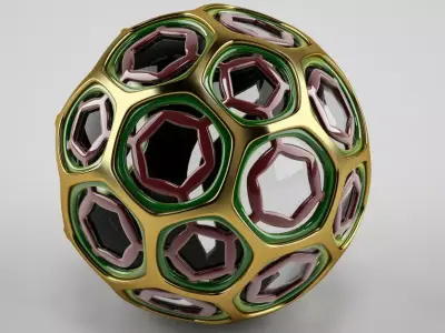 Truncated Icosahedron - Buckyball Low-poly 3D model