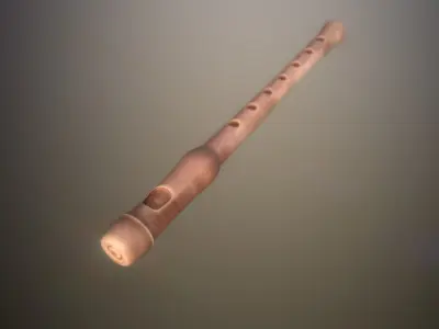 Flute PBR Low and High poly 3x texture sets Low-poly 3D model
