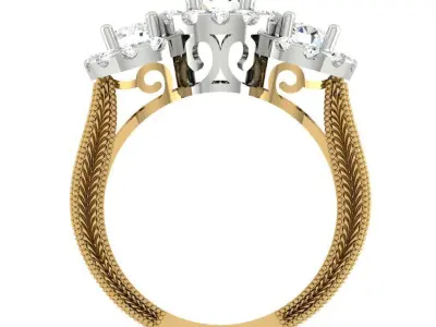 Luxury  3 stone engagement ring 3D print model